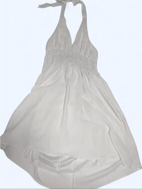 White Halter Summer Dress